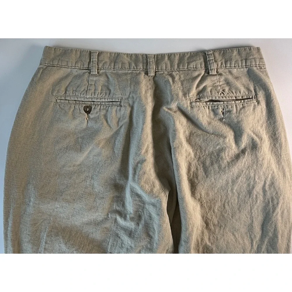 Salute‎ Oleg Cassini Vintage Linen Cotton Pleated Pants 38x30 Khaki Tan Cuffed